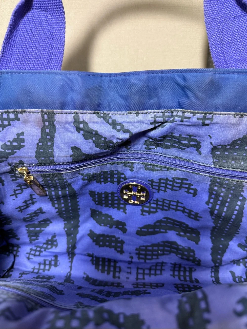Tory Burch Purple with Blue Hue Nylon Logo Tote